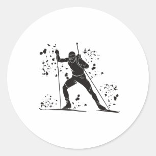 Biathlete Nordic Skiing Biathlon _28  Classic Round Sticker