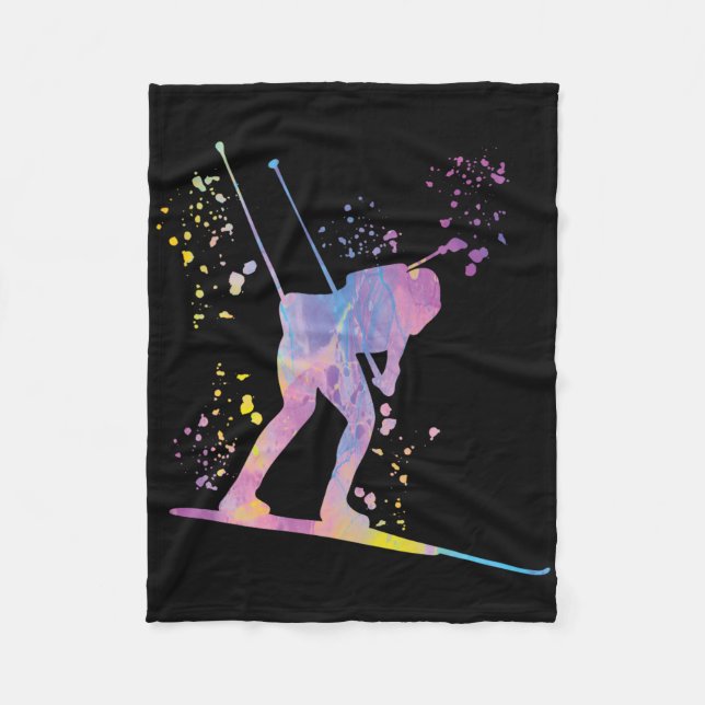 Biathlete Nordic Skiing Biathlon 2  Fleece Blanket (Front)