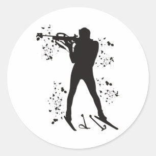 Biathlete Nordic Skiing Biathlon _3  Classic Round Sticker