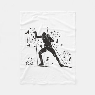 Biathlete nordic skiing biathlon  fleece blanket