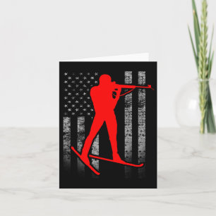 Biathlon American Flag - Red Male Biathlete Flag  Card