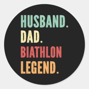Biathlon Athlete Dad Husbynd Father  Classic Round Sticker