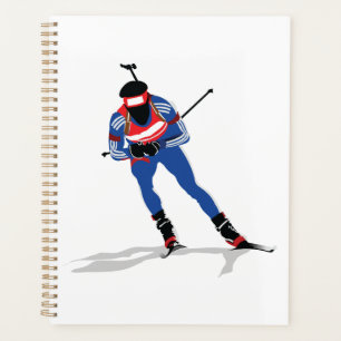 Biathlon Athlete On Skis Spiral Planner