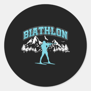 Biathlon Biathlet Athletes Winter Sports Shooting  Classic Round Sticker