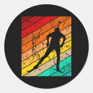 Biathlon Biathlet Skier Skiing Ski Vintage Retro 1 Classic Round Sticker