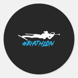 Biathlon Biathlete Cross Country Skiing Target Sho Classic Round Sticker