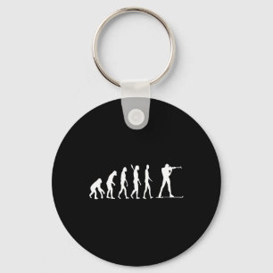 Biathlon Biathlete Evolution Skiing Shooting Sport Keychain