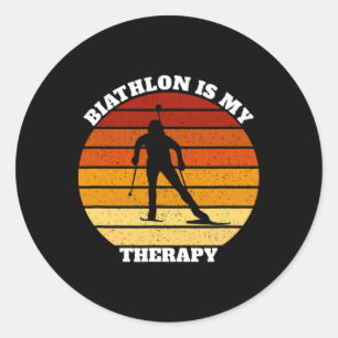 Biathlon Biathlonist Is My Therapy Classic Round Sticker