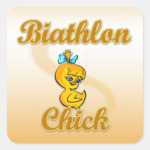 Biathlon Chick Square Sticker