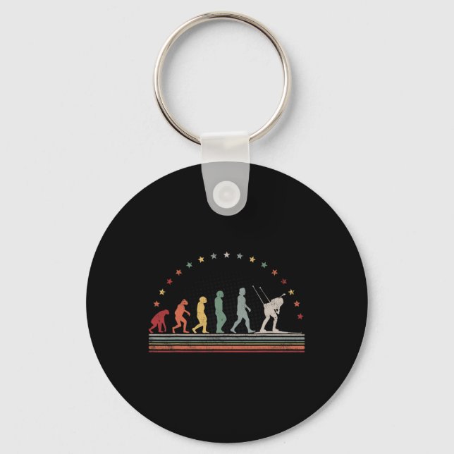 Biathlon Evolution Retro Ski Hob  Keychain (Front)