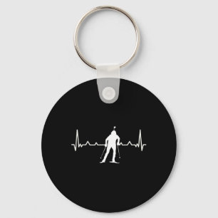 Biathlon Heartbeat Cross-country Skiing Winter Spo Keychain