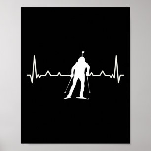 Biathlon Heartbeat Cross-country Skiing Winter Spo Poster