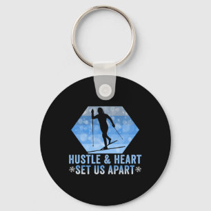 Biathlon Hustle And Heart Set Us Apart Cross Count Keychain