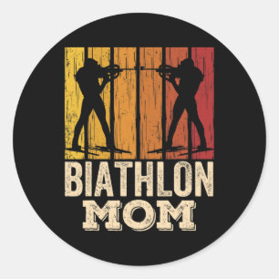Biathlon Mom Biathlons Biathlete Sports Mother Mom Classic Round Sticker
