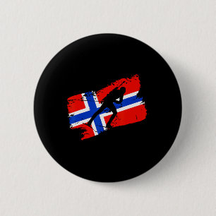 Biathlon Norway Flag Norweigan Cross Country Skiin 2 Inch Round Button