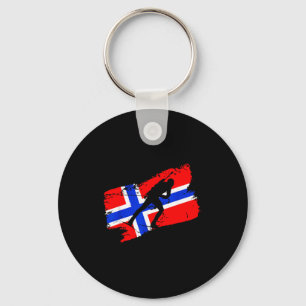 Biathlon norway flag norweigan cross country skiin keychain