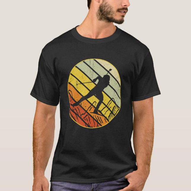 Biathlon retro winter sports biathlete skier mount T-Shirt (Front)
