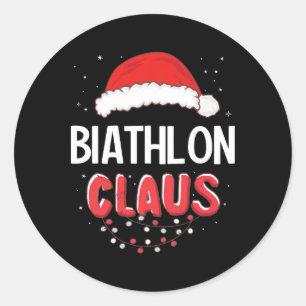 Biathlon Santa Claus Christmas Matching Costume Classic Round Sticker
