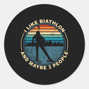 Biathlon Ski Biathlet Winter Sports Cross-country Classic Round Sticker