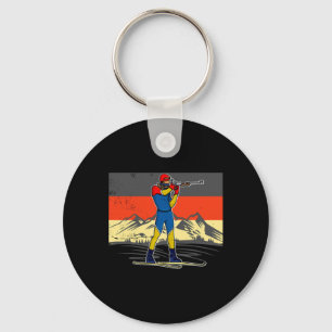 Biathlon Ski Skier Cross-country Ski Trail 15 Keychain