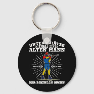 Biathlon Ski Skier Cross-country Ski Trail 4 Keychain