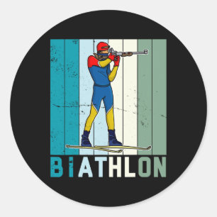 Biathlon Ski Skier Cross-country Ski Trail 6 Classic Round Sticker