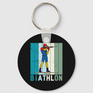Biathlon Ski Skier Cross-country Ski Trail 6 Keychain