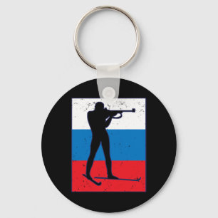 Biathlon Ski Skier Winter Sports Cross-country Rus Keychain