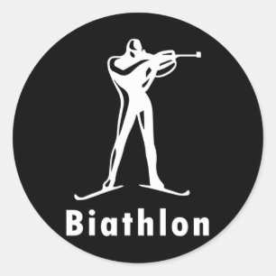 Biathlon Ski Skier Winter Sports Cross-country Ski Classic Round Sticker