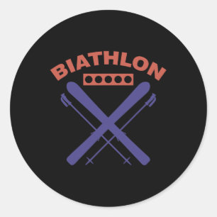 Biathlon Ski Skier Winter Sports Cross-country Ski Classic Round Sticker