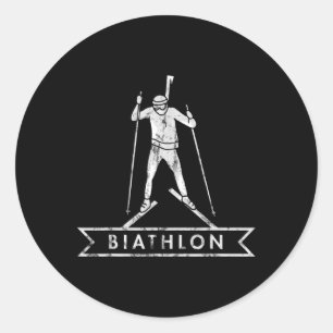 Biathlon Ski Skiing Skier Mountains Outfit  Classic Round Sticker