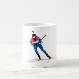 Biathlon Skier Winter Sports Athlete in Action Coffee Mug