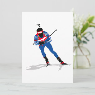 Biathlon Skier Winter Sports Athlete in Action Invitation