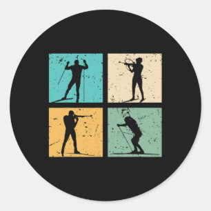 Biathlon Skiing Cross Country Skiing Biathlete Gif Classic Round Sticker