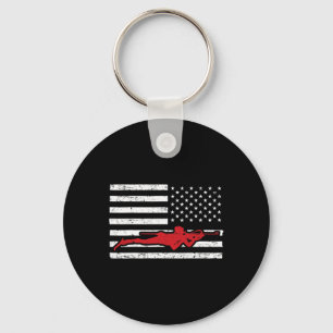 Biathlon Sports Marathon Skiing Us American Flag B Keychain