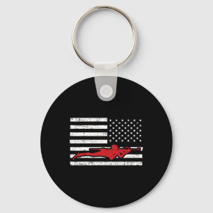Biathlon Sports Marathon Skiing Us American Flag B Keychain