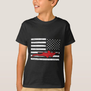 Biathlon Sports Marathon Skiing Us American Flag B T-Shirt