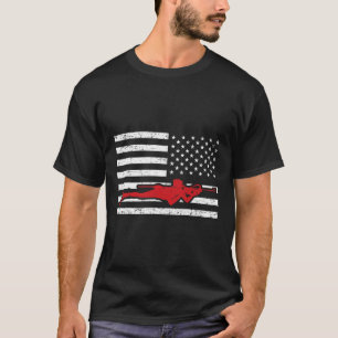 Biathlon Sports Marathon Skiing Us American Flag B T-Shirt