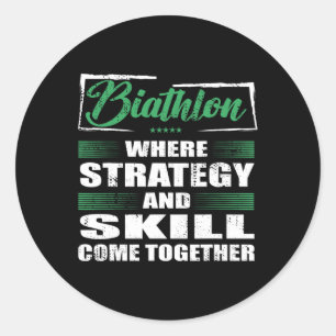 Biathlon Sports Strategy And Skill Come Together Classic Round Sticker