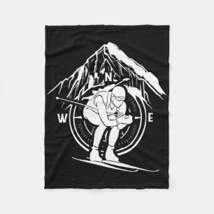 Biathlon Sports Winter Athlete Snow Skier Biathlet Fleece Blanket
