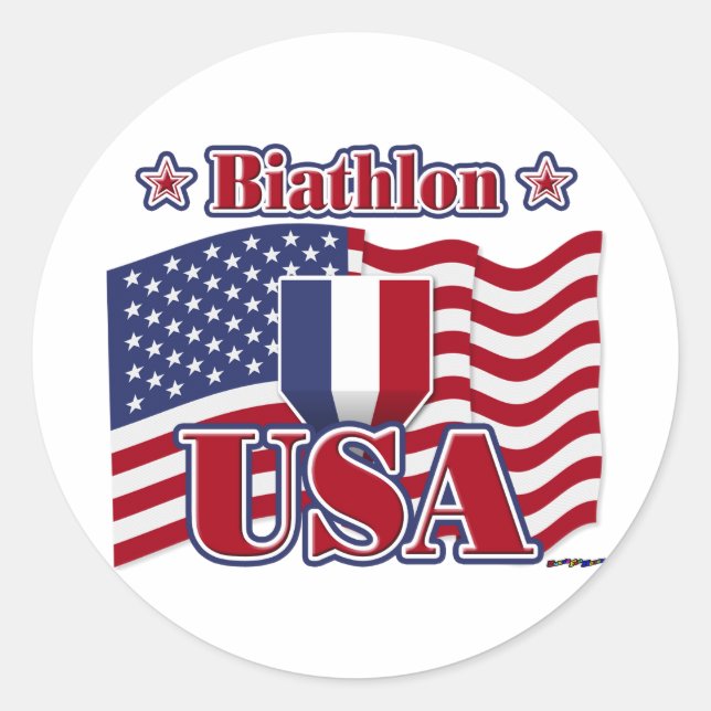 Biathlon USA Classic Round Sticker (Front)