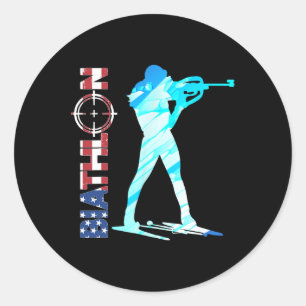 Biathlon Usa Flag Apparel American Cross-country S Classic Round Sticker