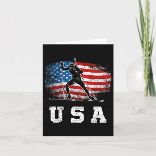 Biathlon Usa! Patriotic Skiing And Rifle Shooting Card