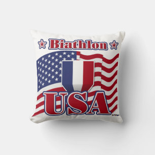 Biathlon USA Throw Pillow