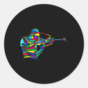 Biathlon Winter Sport Biathlete Classic Round Sticker