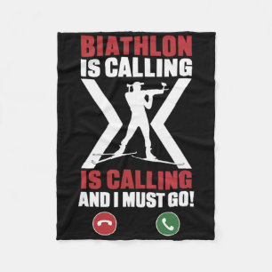 Biathlon Winter Sport Skiing Riffle Shooting Biath Fleece Blanket