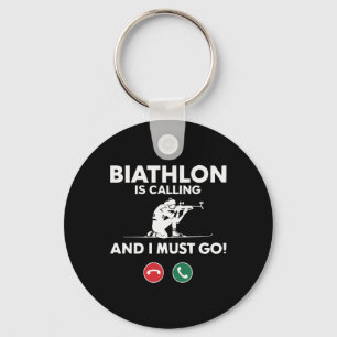 Biathlon Winter Sport Skiing Riffle Shooting Biath Keychain
