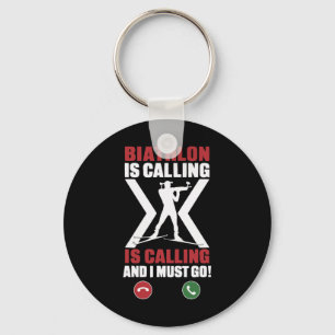 Biathlon Winter Sport Skiing Riffle Shooting Biath Keychain