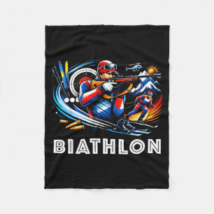Biathlon winter sports cross country skiing fleece blanket
