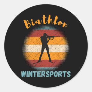 Biathlon Winter Sports Cross-country Skiing Rifle  Classic Round Sticker